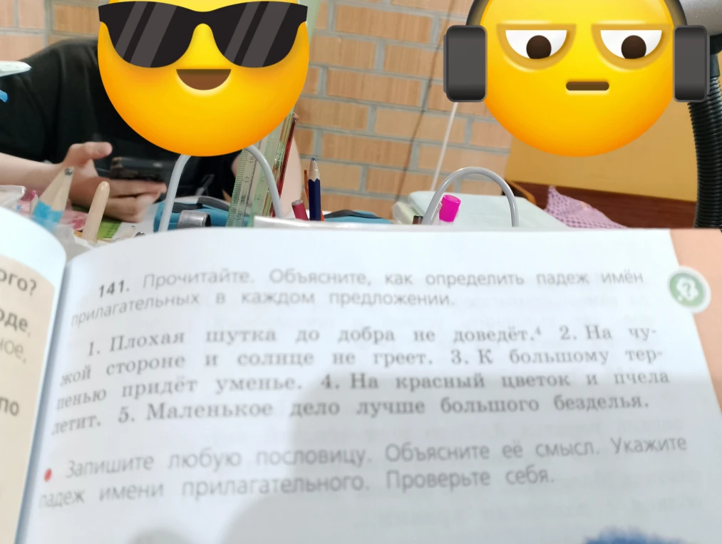 141. Прочитайте. Объясните, как определить падеж имён прилагательных в каждом предложении.