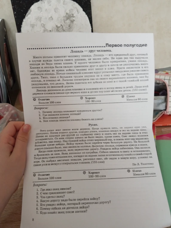 Первое полугодие. Лошадь — друг человека. Много пользы приносит человеку лошадь.