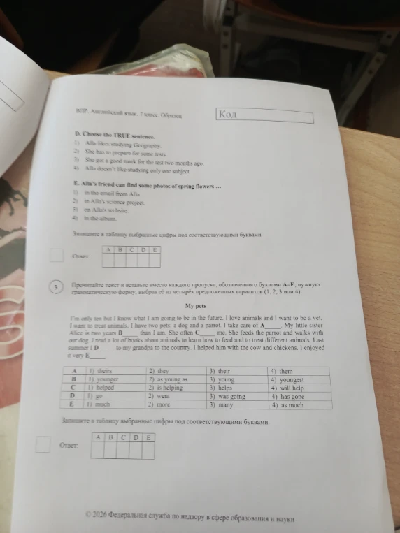 Прочитайте текст и вставьте вместо каждого пропуска, обозначенного буквами А–Е, нужную грамматическую форму.