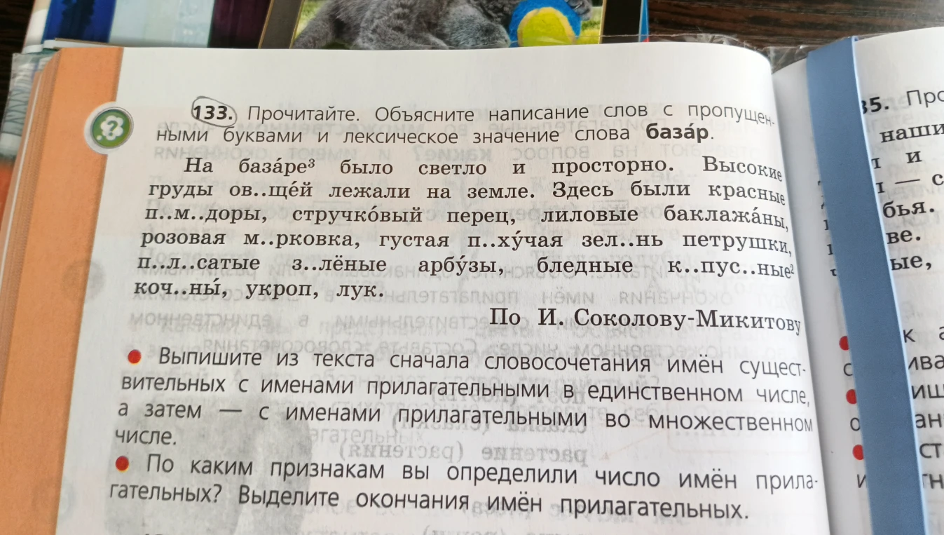133. Прочитайте. Объясните написание слов с пропущенными буквами и лексическое значение слова базар.