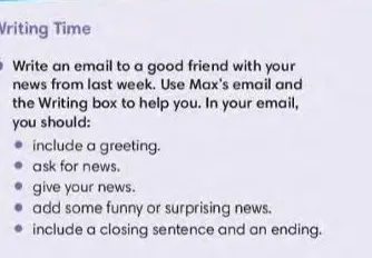 Write an email to a good friend with your news from last week.