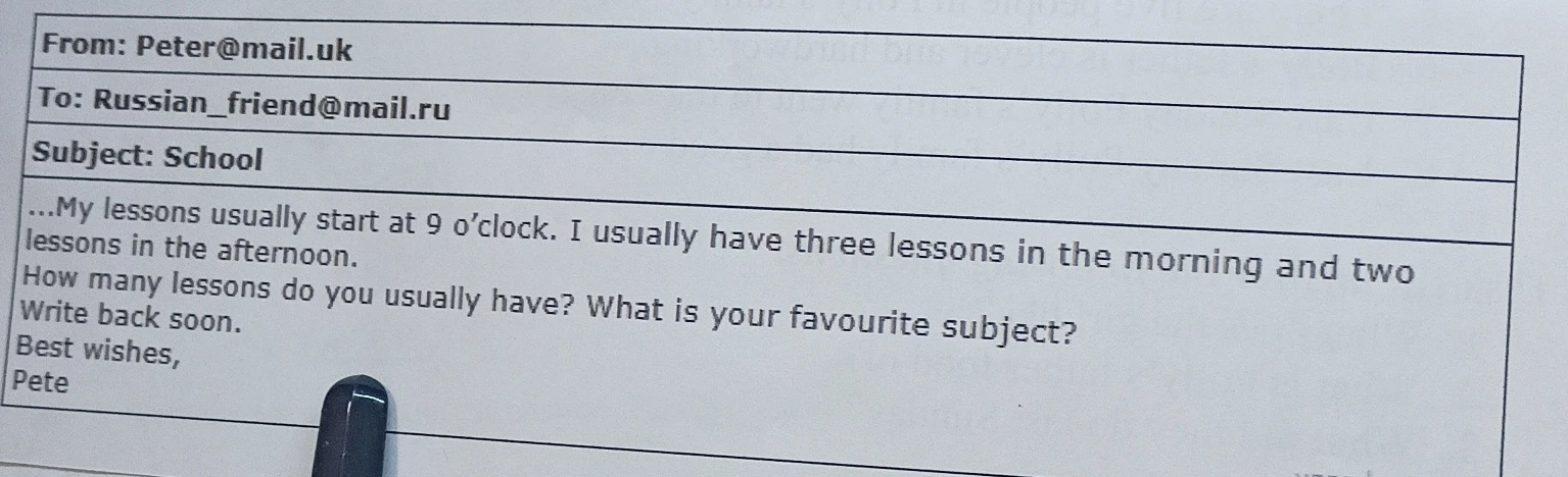 How many lessons do you usually have? What is your favourite subject?
