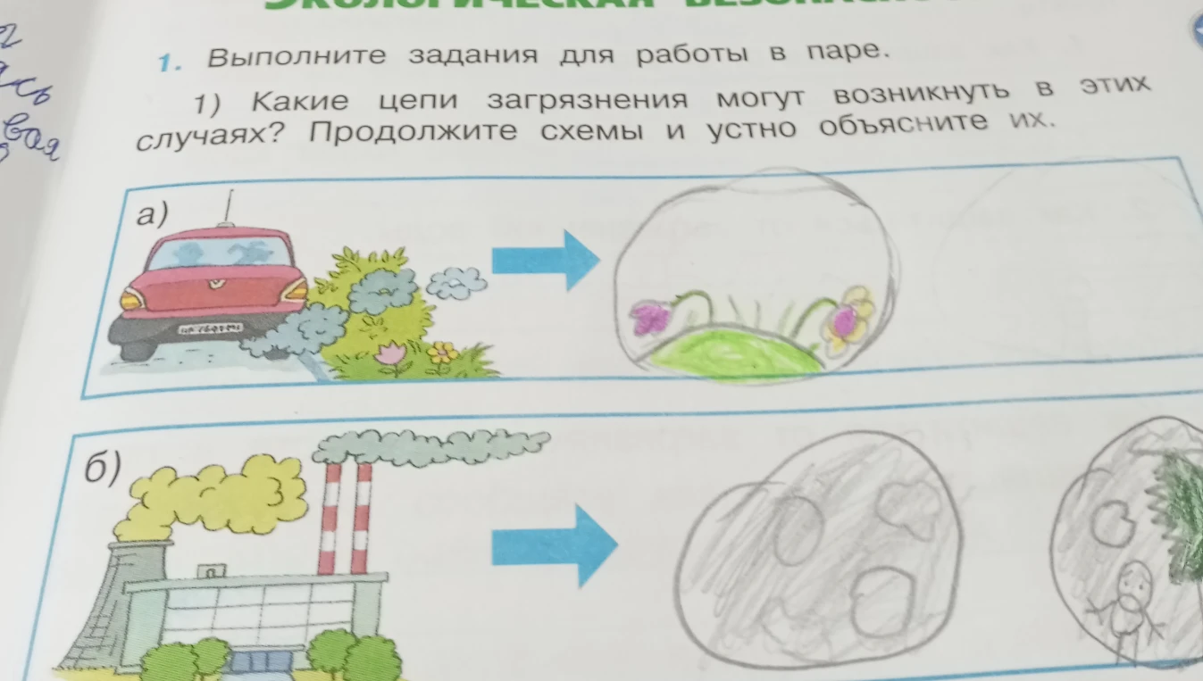 Какие цепи загрязнения могут возникнуть в этих случаях? Продолжите схемы и устно объясните их.