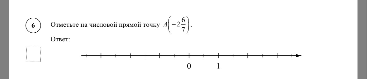 Отметьте на числовой прямой точку A(-2 6/7).