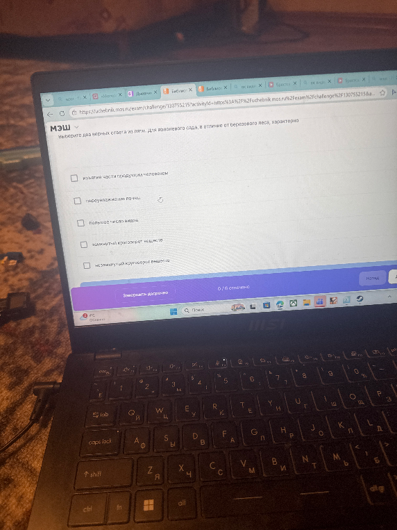 Выберите два верных ответа из пяти. Для яблоневого сада, в отличие от березового леса, характерно