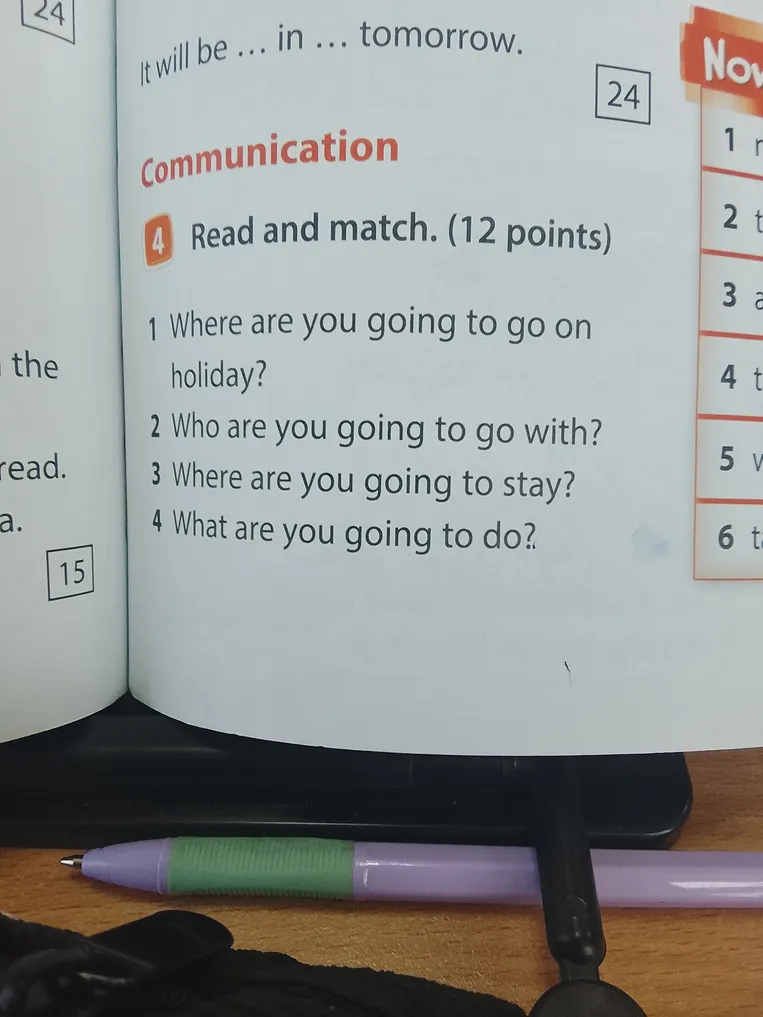 Read and match. (12 points)