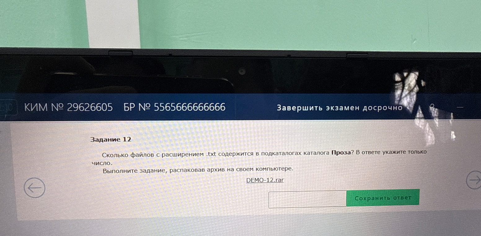 Сколько файлов с расширением .txt содержится в подкаталогах каталога Проза? В ответе укажите только число.
