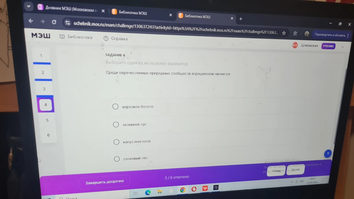 Среди перечисленных природных сообществ агроценозом является