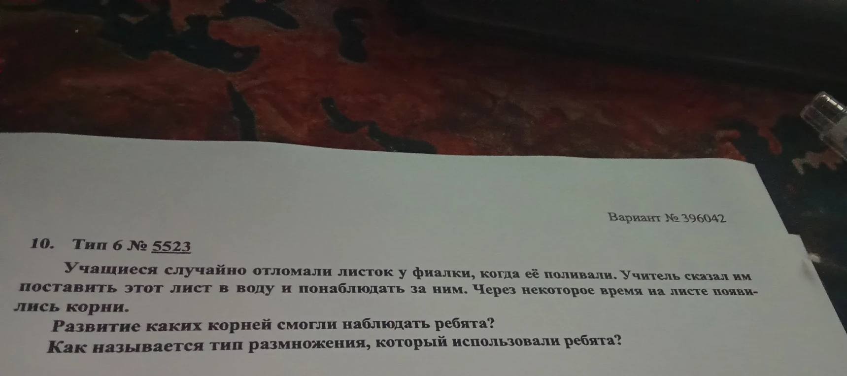 Учащиеся случайно отломали листок у фиалки, когда её поливали. Учитель сказал им поставить этот лист в воду и понаблюдать за ним. Через некоторое время на листе появились корни. Развитие каких корней смогли наблюдать ребята? Как называется тип размножения, который использовали ребята?