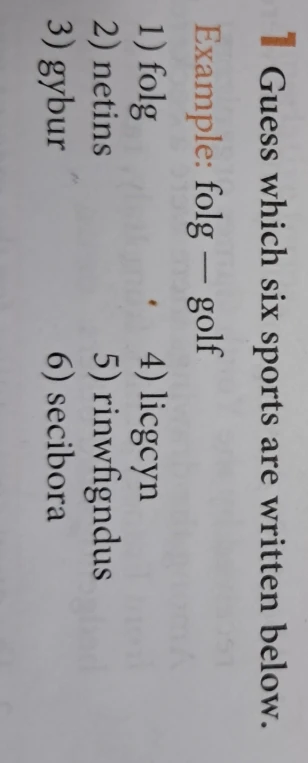 Guess which six sports are written below.
