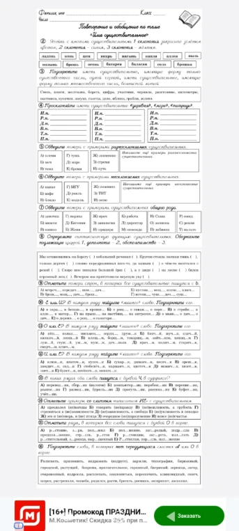 Повторение и обобщение по теме «Имя существительное»