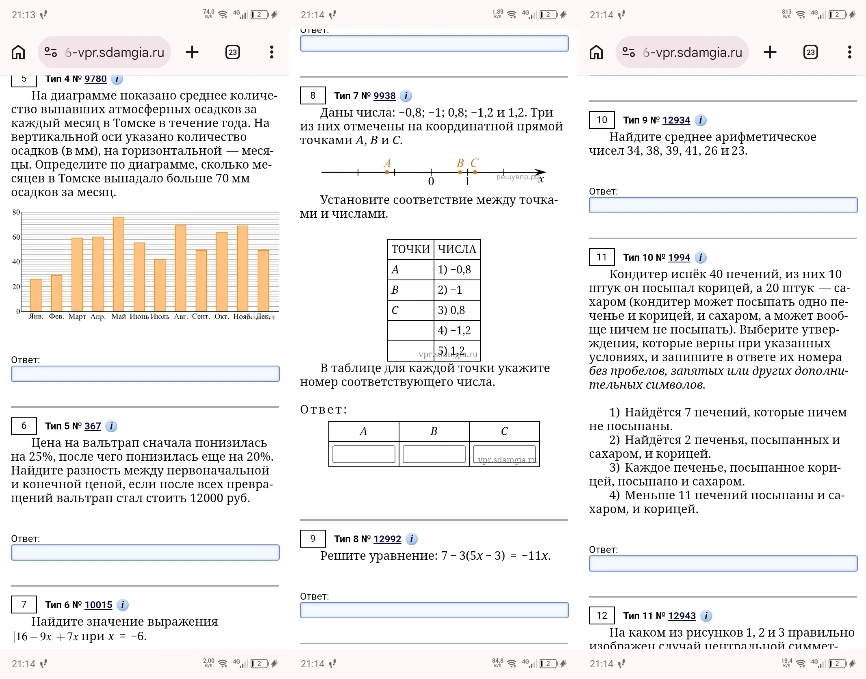 На диаграмме показано среднее количество выпавших атмосферных осадков за каждый месяц в Томске в течение года.