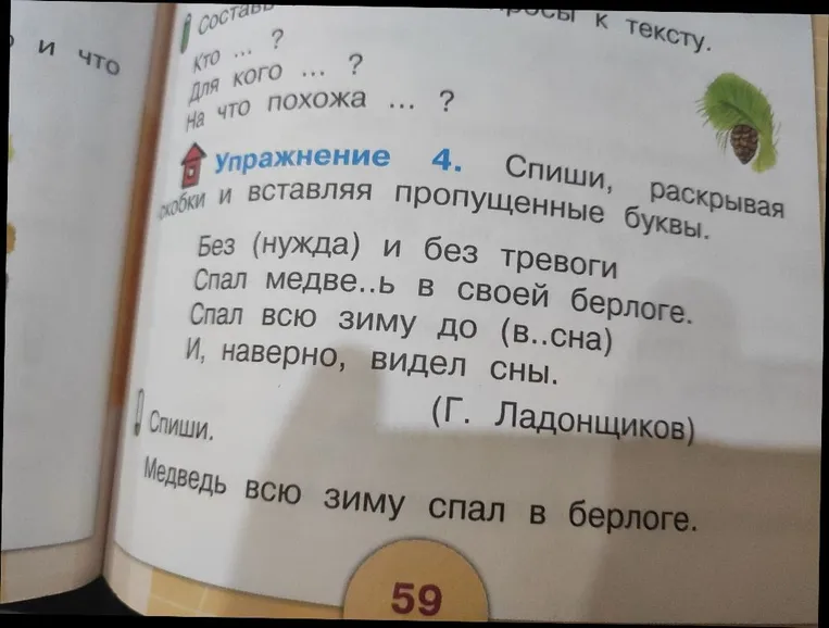 Упражнение 4. Спиши, раскрывая скобки и вставляя пропущенные буквы.