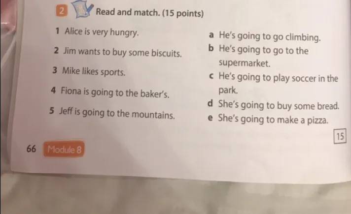 Read and match. (15 points)