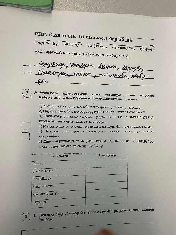 РПР. Саха тыла. 10 кылаас.1 барыыан