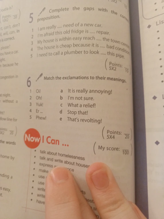 Complete the gaps with the correct preposition.