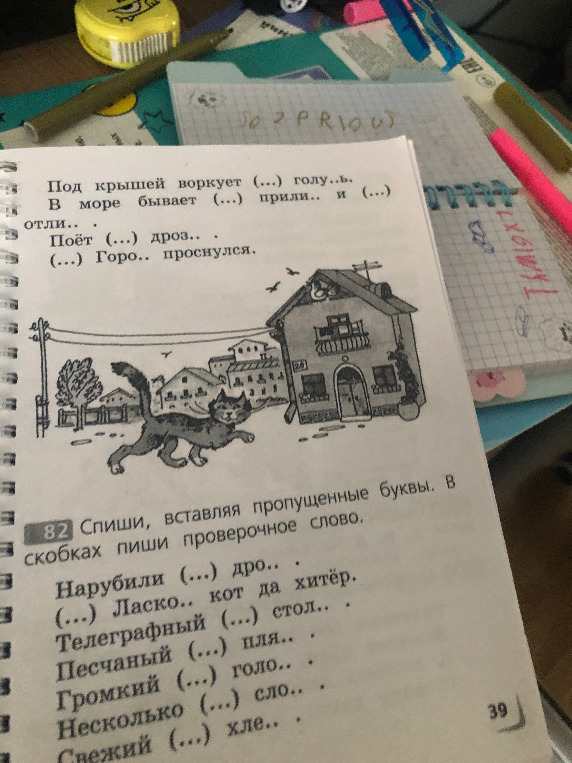 Под крышей воркует (...) голу..ь.