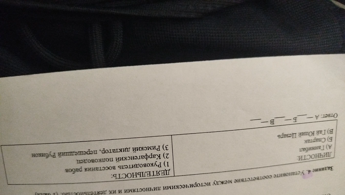 Установите соответствие между личностями и их деятельностью