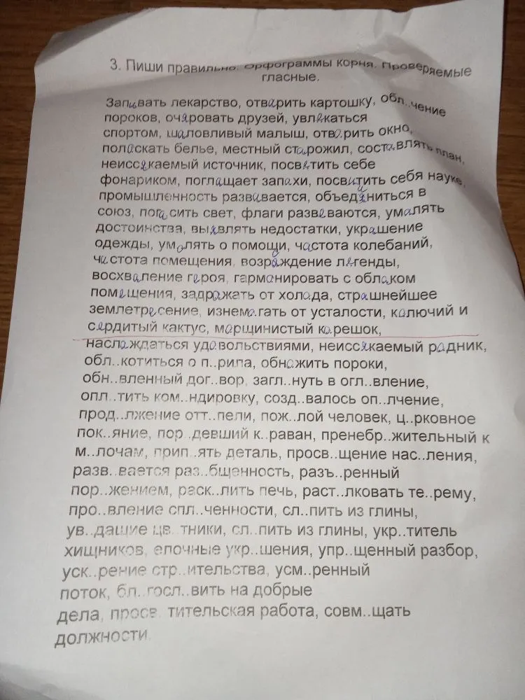 3. Пиши правильно: орфограммы корня. Проверяемые гласные.