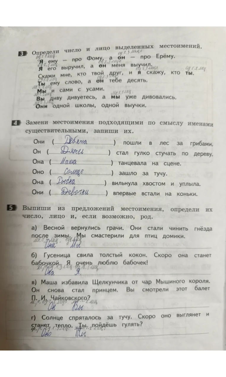 Определи число и лицо выделенных местоимений.