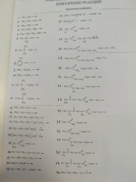 АМИНЫ. ПОВТОРЕНИЕ РЕАКЦИЙ: Химические свойства: