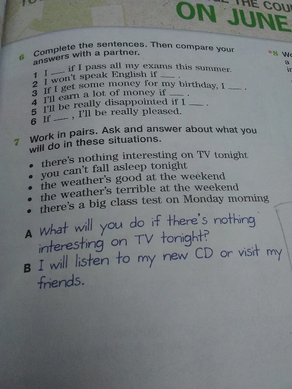 Complete the sentences. Then compare your answers with a partner.