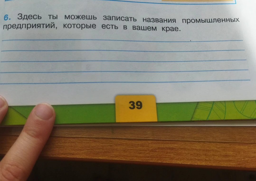 6. Здесь ты можешь записать названия промышленных предприятий, которые есть в вашем крае.