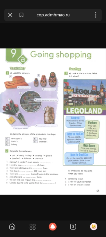 9a Going shopping. 1 a) Label the pictures. 2 Complete the sentences.
