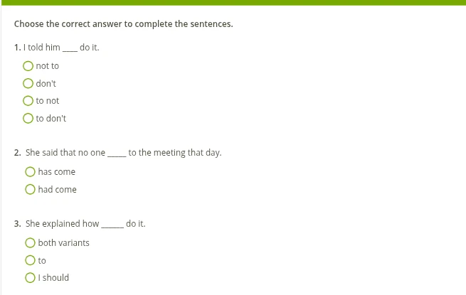 Choose the correct answer to complete the sentences.