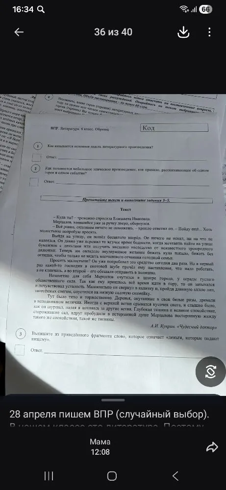 Как называется основная мысль литературного произведения?