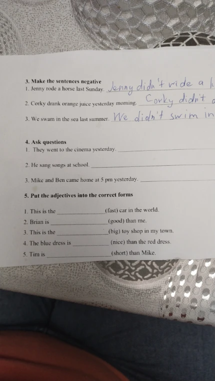 Ask questions 1. They went to the cinema yesterday.