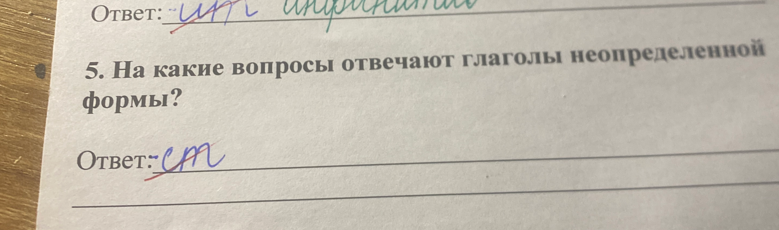 5. На какие вопросы отвечают глаголы неопределенной формы?