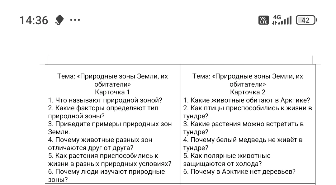 Тема: «Природные зоны Земли, их обитатели»