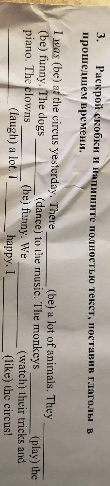 3. Раскрой скобки и напишите полностью текст, поставив глаголы в прошедшем времени.