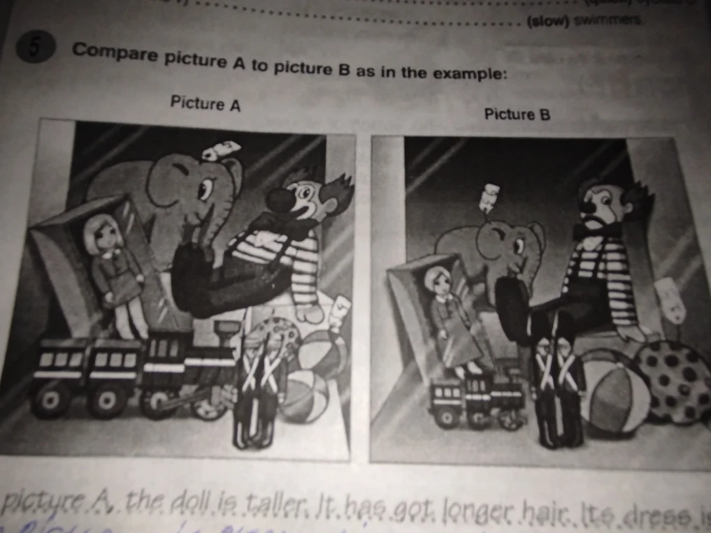 Compare picture A to picture B as in the example