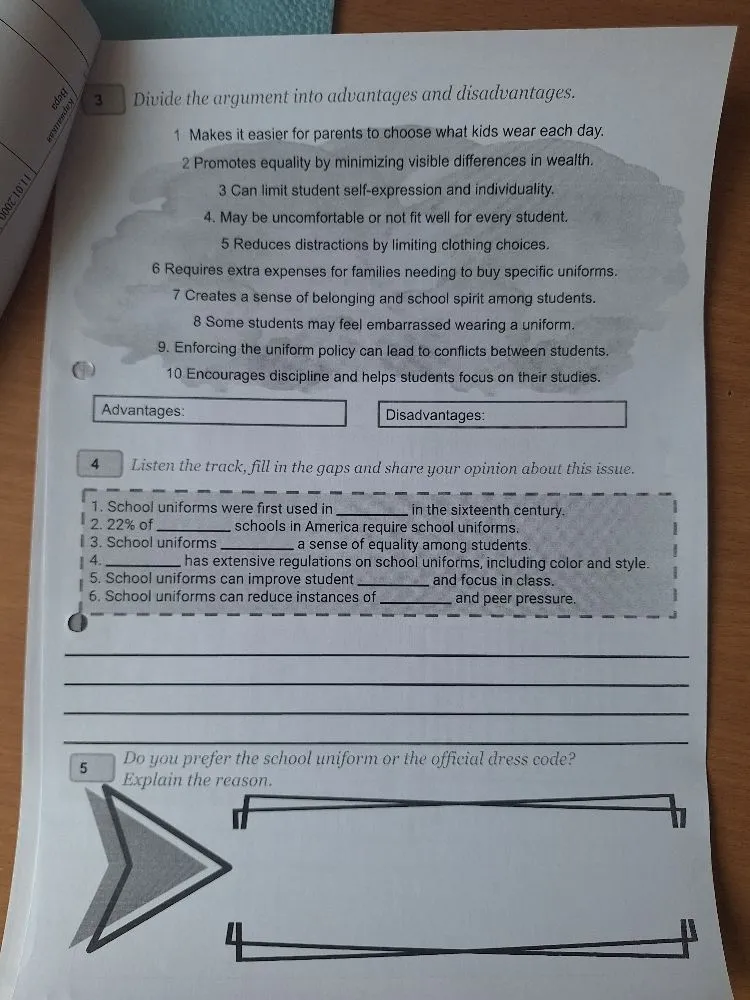 Divide the argument into advantages and disadvantages.