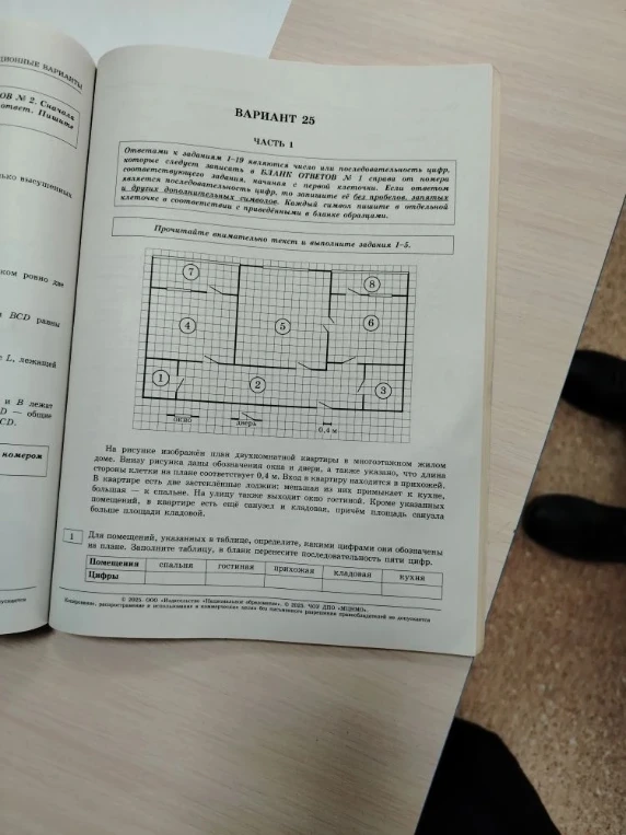 Для помещений, указанных в таблице, определите, какими цифрами они обозначены на плане.