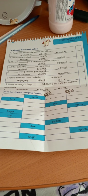 Choose the correct option. The pirates found a big wooden box with