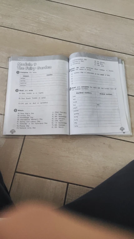 Module 9 The Fairy Garden. 1. Complete the table. Season / months. 2. Read and write.