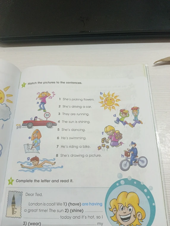 Match the pictures to the sentences.