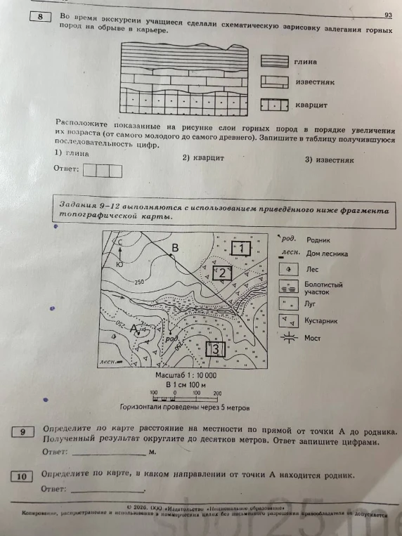 Во время экскурсии учащиеся сделали схематическую зарисовку залегания горных пород на обрыве в карьере.