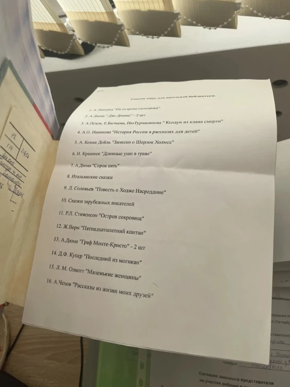 Список книг для школьной библиотеки.