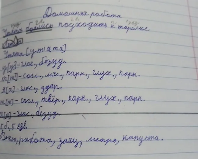Проверка фонетического разбора слова «Утята» и списка слов.