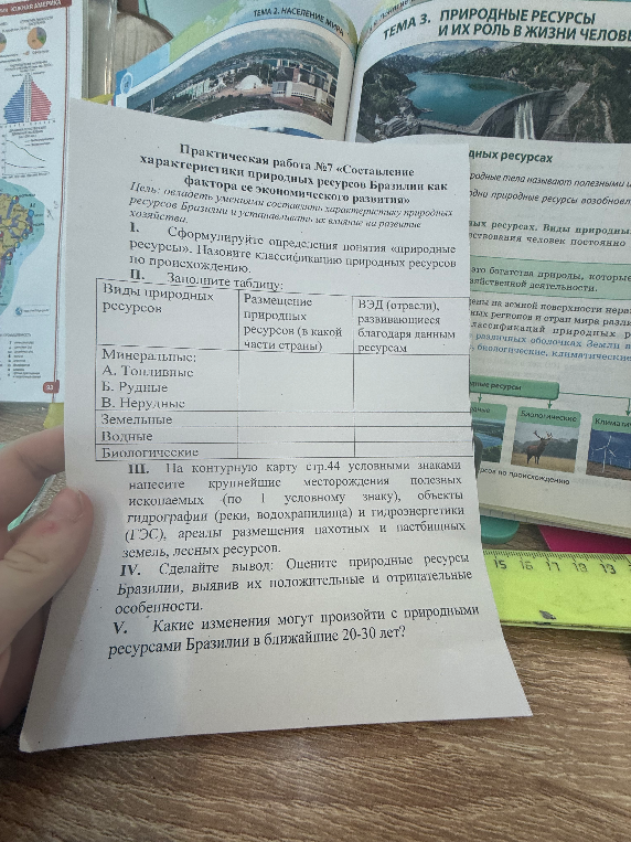 Практическая работа №7 «Составление характеристики природных ресурсов Бразилии как фактора ее экономического развития»