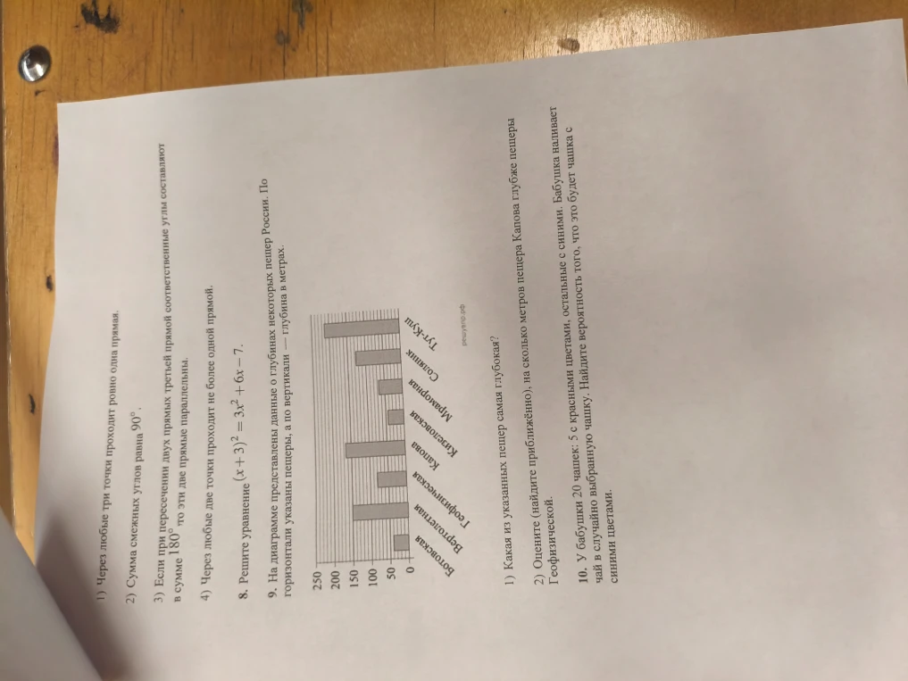 1) Через любые три точки проходит ровно одна прямая.