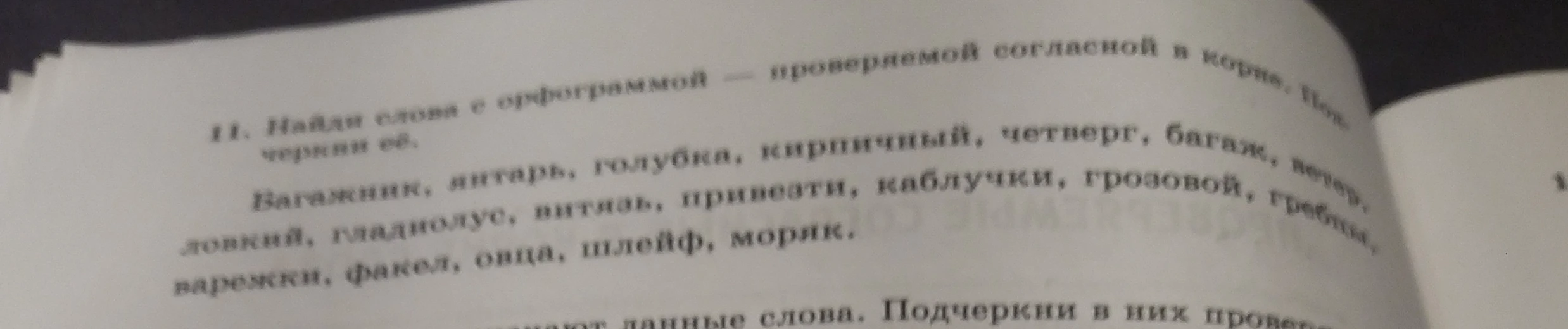 11. Найди слова с орфограммой — проверяемой согласной в корне. Подчеркни её.