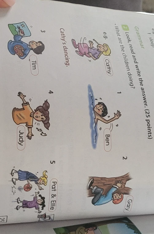 Look, read and write the answer. (25 points) What are the children doing?