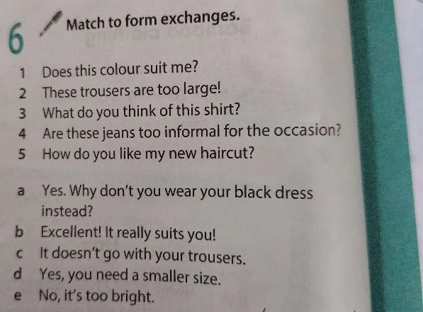 Match to form exchanges.