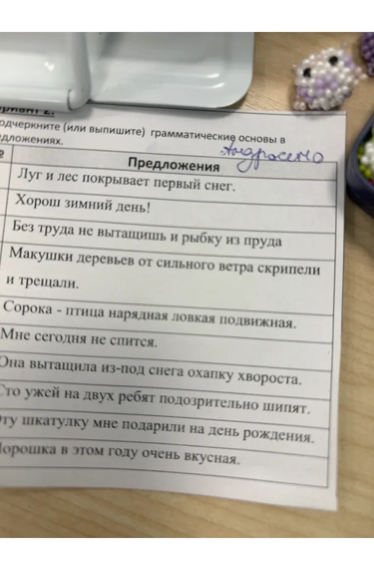 Подчеркните (или выпишите) грамматические основы в предложениях.