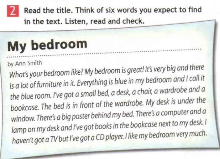 Read the title. Think of six words you expect to find in the text. Listen, read and check.